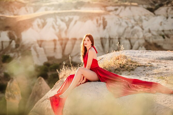 Cappadocia Private Flying Dress & Hot Air Balloon Photoshoot - Rose Valley: soft light and natural rock shapes