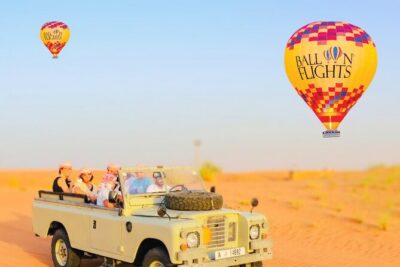 Hot air Balloon With 1957 Vintage Land Rover