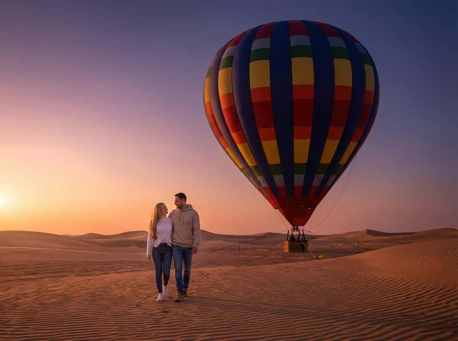 Noble Life Sunrise Hot Air Balloon Ride Over Dubai Desert - Before dawn, Dubai gives way to the desert