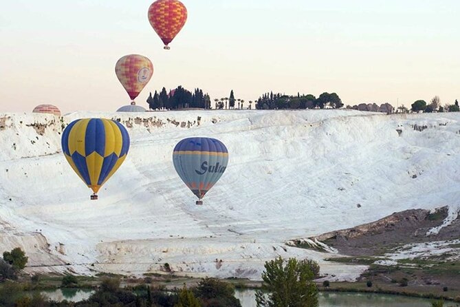Pamukkale Hot Air Balloon w/Flight Certificates,Champagne Toast & Hotel Transfer - Sunrise over Pamukkale from a 16-person basket
