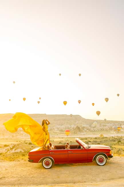 Sunrise Balloon Viewing with Classic Car –Magical Cappadocia - Rose Valley: a short photo stop with changing light